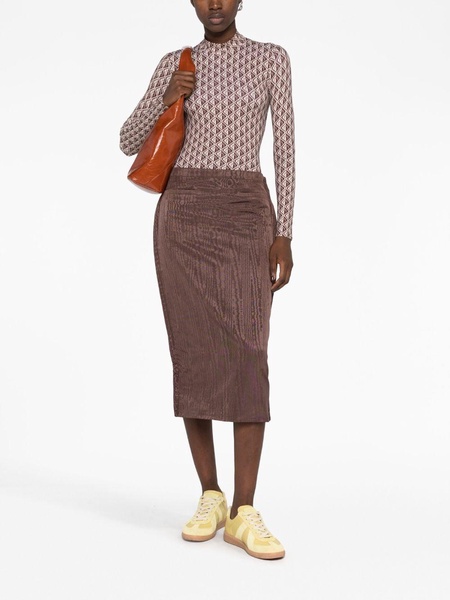 Regenerated moire midi skirt