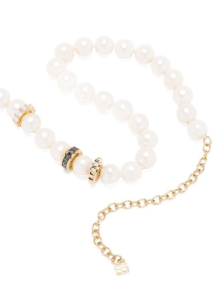 14kt yellow gold diamond and pearl necklace