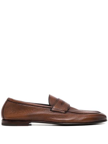 penny-slot leather loafers