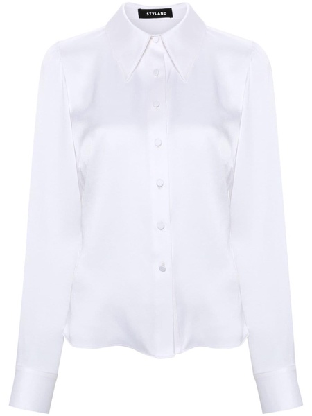 straight-collar satin shirt