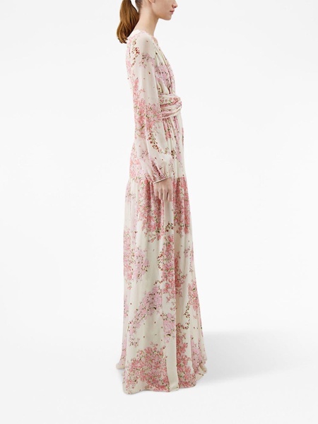 floral-print V-neck maxi dress