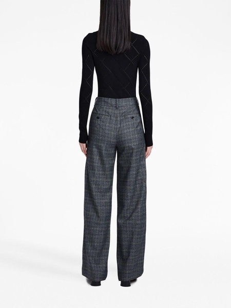 plaid wide-leg tailored trousers