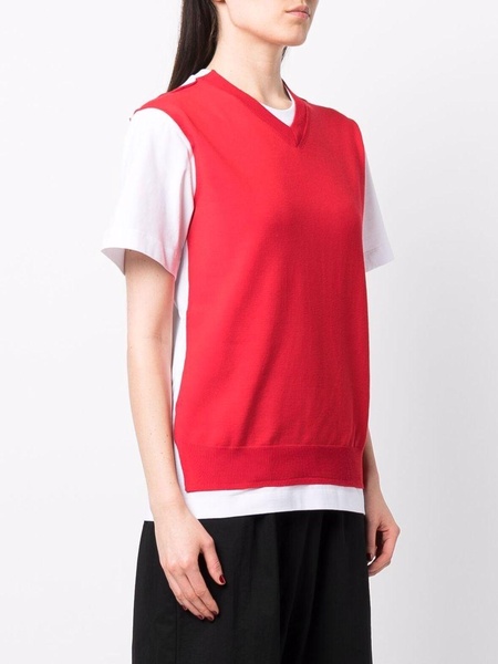 contrast-panel V-neck T-shirt