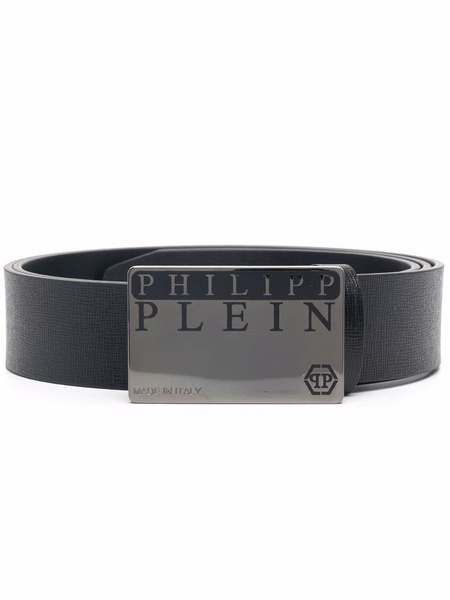 logo buckle leather belt