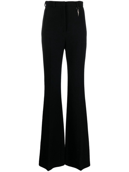 high-waist flared wool trousers