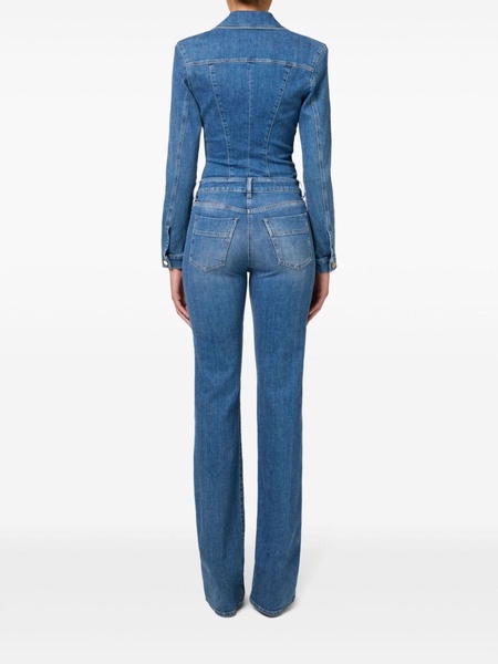 zip-detailing denim jumpsuit