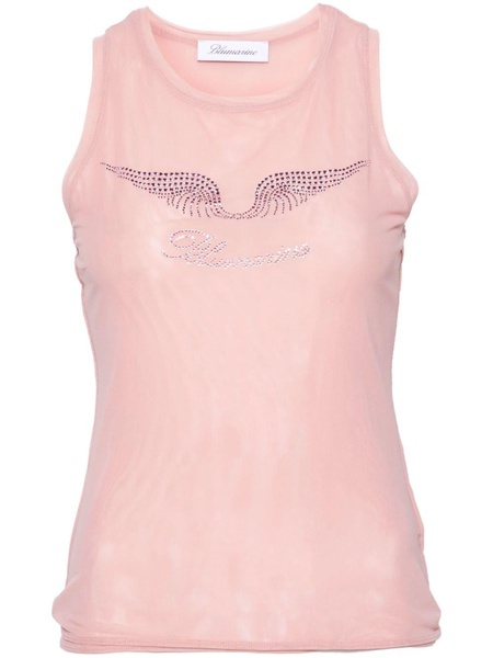 rhinestone-detailing mesh tank top