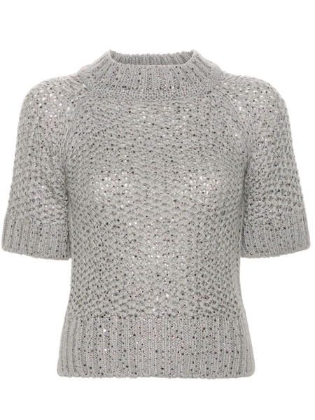 crystal-embellished mock-neck top