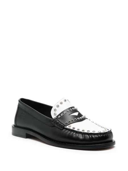 two-tone leather loafers