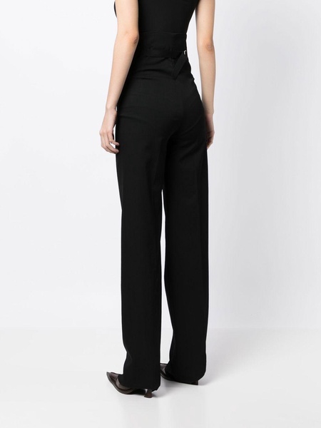 high-waisted wool trousers