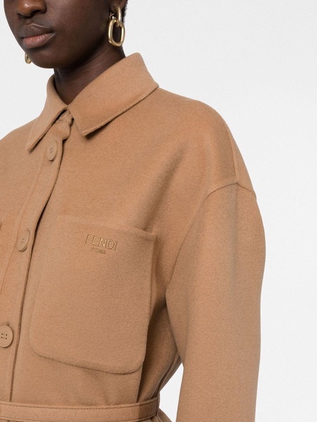 logo-buckle single-breasted coat