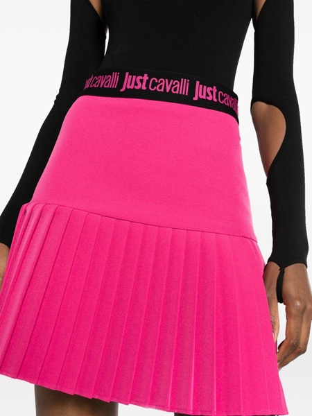 logo-waistband pleated miniskirt