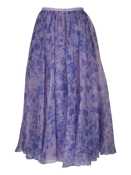 floral-print silk midi skirt