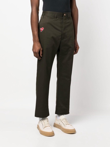 embroidered heart-motif cropped trousers