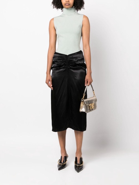 gathered-waist midi skirt