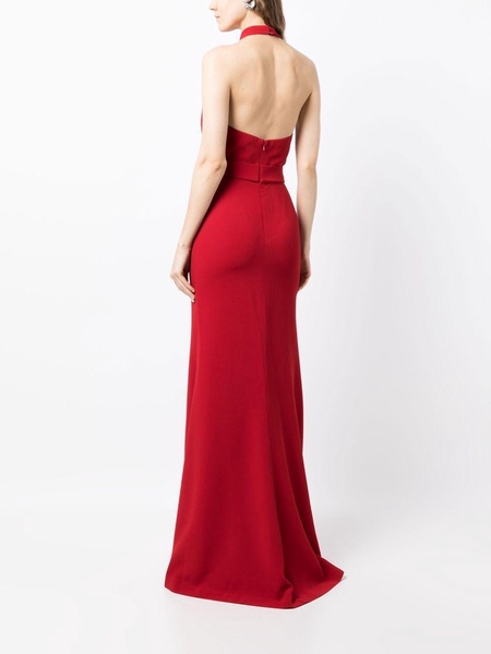 Draped halter crêpe gown