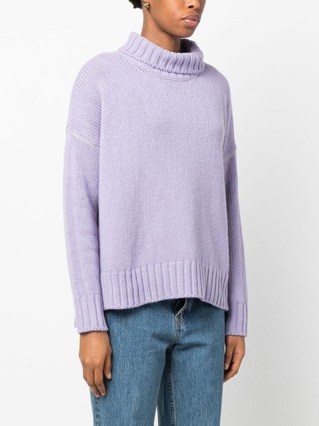 contrast-trim roll-neck jumper