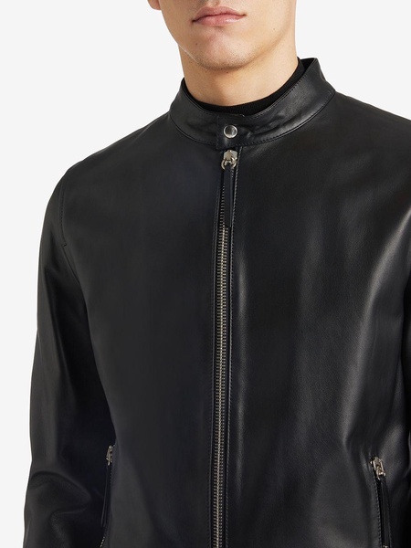 leather zip-up jacket