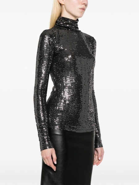 sequin-embellished roll-neck top