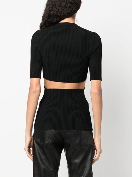 cutout-detail ribbed knit top