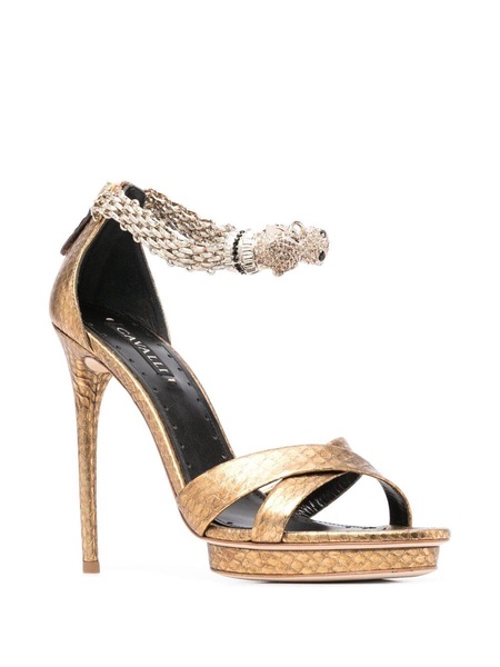 panther-head high-heel sandals