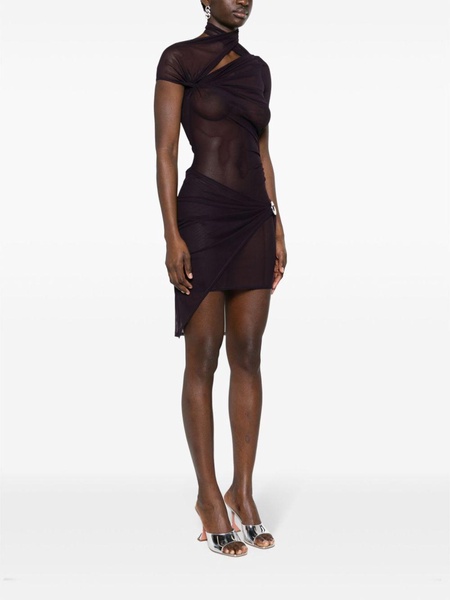 asymmetric sheer mesh dress