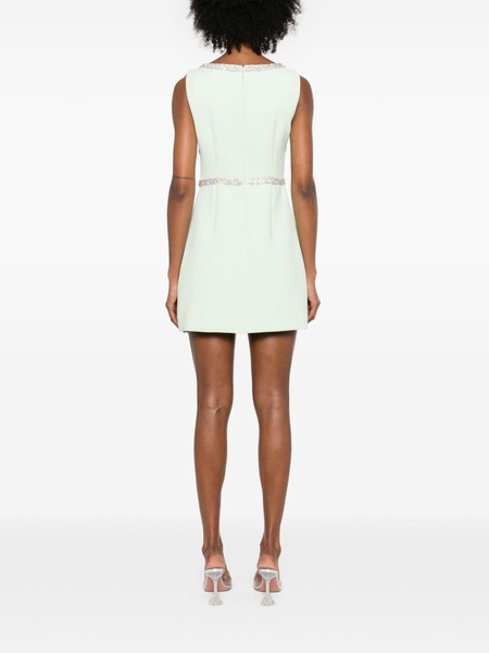 Self-Portrait Short Dress With Rhinestones And Round Neckline