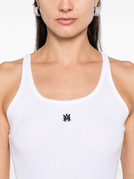 MA embroidered ribbed tank top