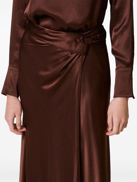 draped satin skirt