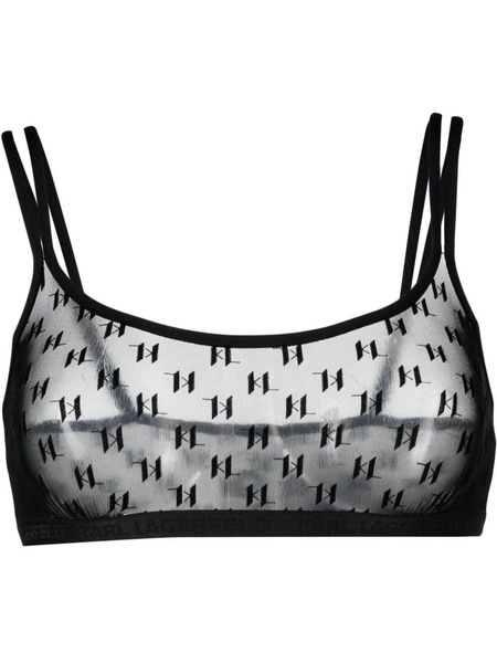 sheer monogram-pattern bralette