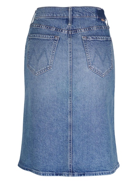 high-rise denim midi skirt