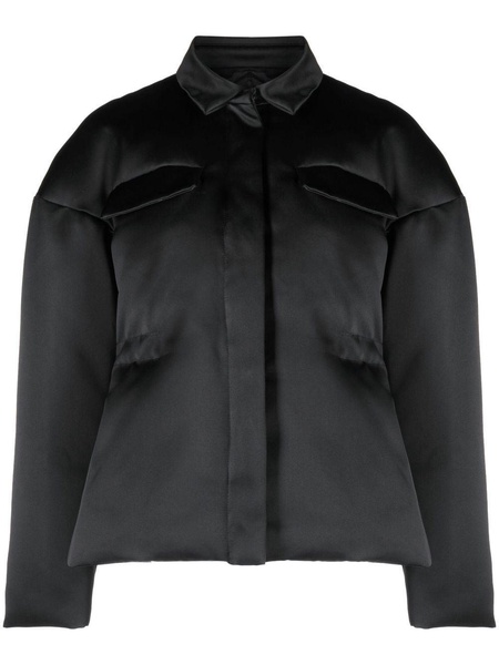 satin-finish flap-pocket jacket