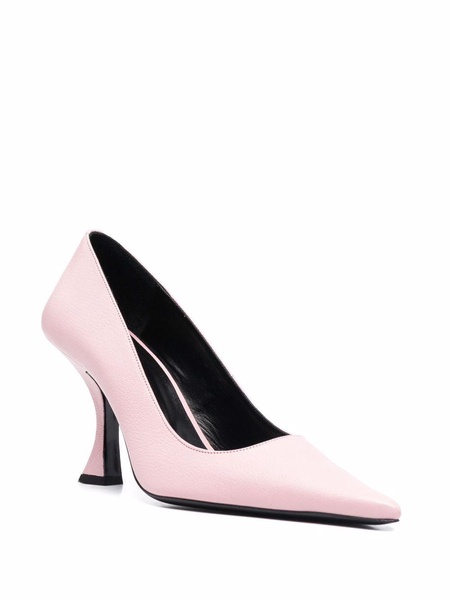 pebbled-texture pointed-toe pumps