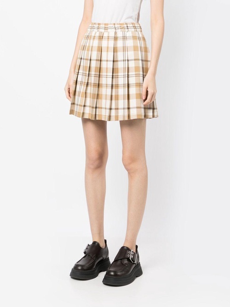 tartan-print flared mini skirt