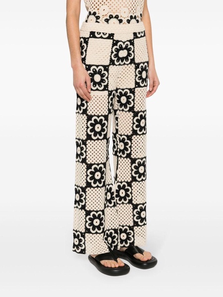 floral crochet trousers