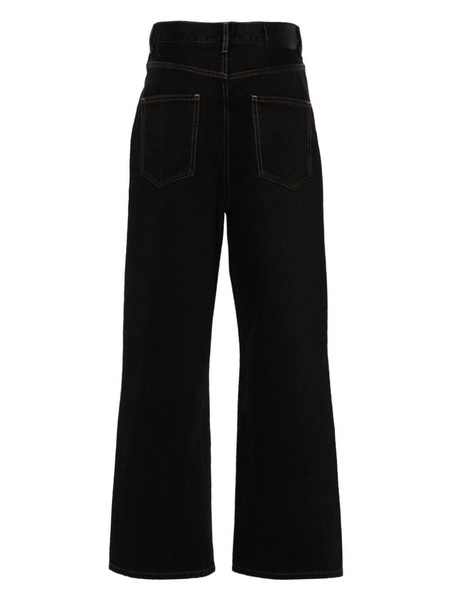 logo-patch cotton wide-leg jeans 