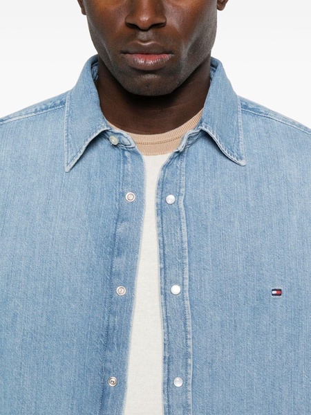 logo-embroidered denim shirt