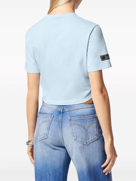 Safety Pin Detailed Cropped T-shirt