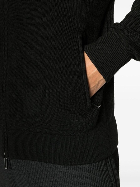 fine ribbed zip-up cardigan