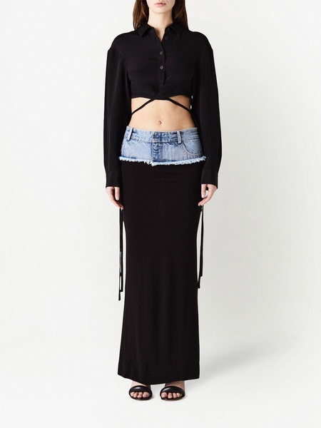 tied-waist cropped shirt