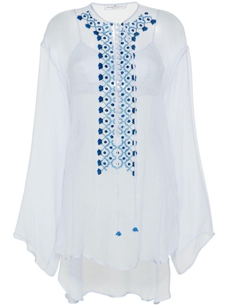 embroidered semi-sheer kaftan