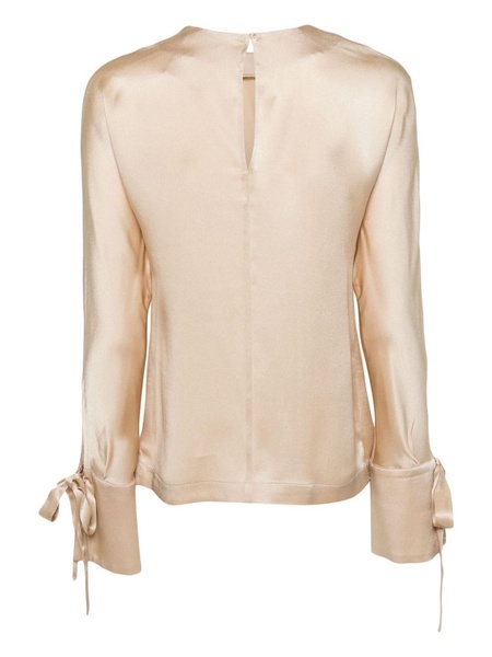 V-neck satin-finish blouse