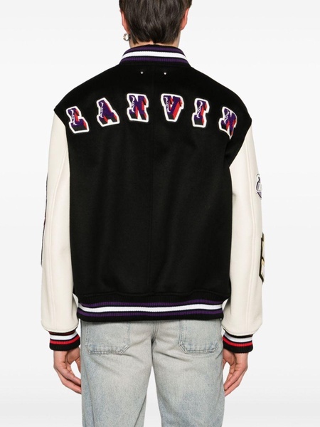 Black Logo-Patch Varsity Jacket