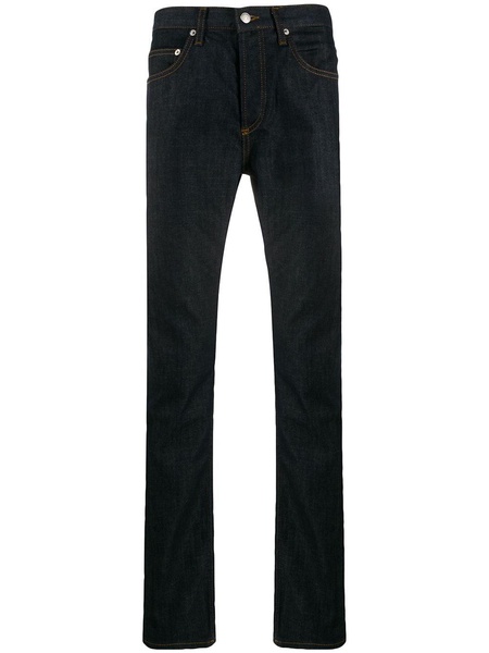 slim-cut raw jeans