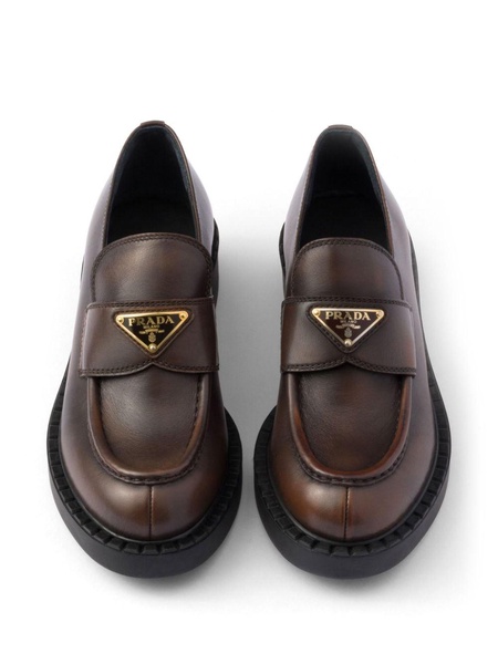 triangle-logo leather loafers