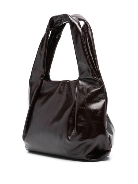 grained leather tote bag