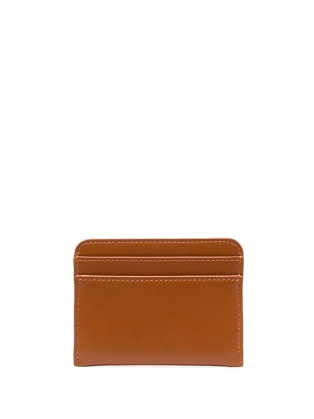 embroidered-logo leather cardholder