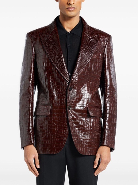 crocodile-embossed leather blazer