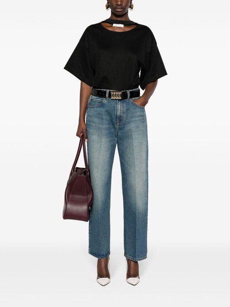 mid-rise straight-leg jeans