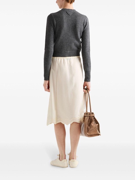 drawstring-waist silk midi skirt